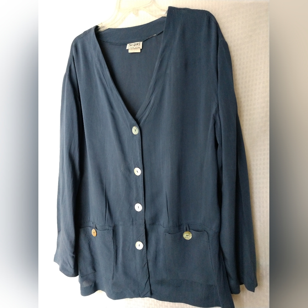 Sequel Sharon Anthony Lightweight Jacket Top Lagenlook Blue 12